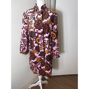 Boden Pink Velvet Floral Coat Sz 10